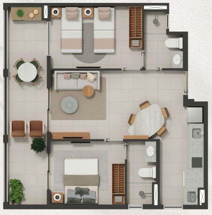 Planta 66,56m2