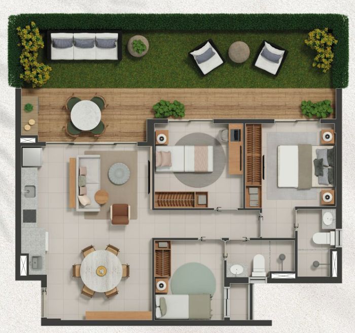 Planta 97,59 e 109,31m2